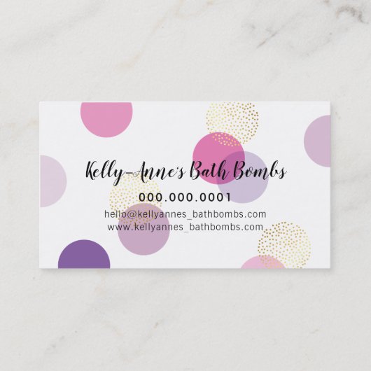 STIJLVOLLE BUBBELS SPOTS glam luxe gouden badbom Visitekaartje (Achterkant)