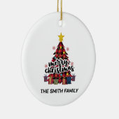 Stijlvolle Buffalo Red Pset-kerstboom en cadeautje Keramisch Ornament (Rechts)