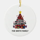 Stijlvolle Buffalo Red Pset-kerstboom en cadeautje Keramisch Ornament (Voorkant)