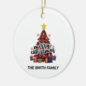 Stijlvolle Buffalo Red Pset-kerstboom en cadeautje Keramisch Ornament (Links)