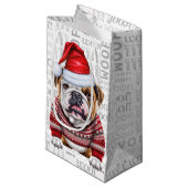 Stijlvolle Bulldog en Woof Word Art Kerstmis Klein Cadeauzakje (Voorkant Gekanteld)