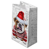 Stijlvolle Bulldog en Woof Word Art Kerstmis Klein Cadeauzakje (Achterkant Gekanteld)