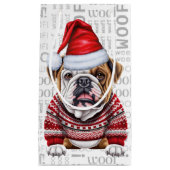 Stijlvolle Bulldog en Woof Word Art Kerstmis Klein Cadeauzakje (Voorkant)