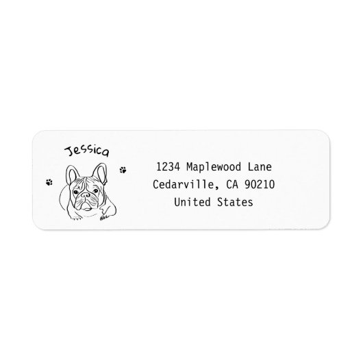 Stijlvolle Bulldog Minimalist Etiket (Voorkant)