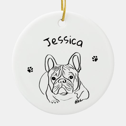 Stijlvolle Bulldog Minimalist Keramisch Ornament (Voorkant)