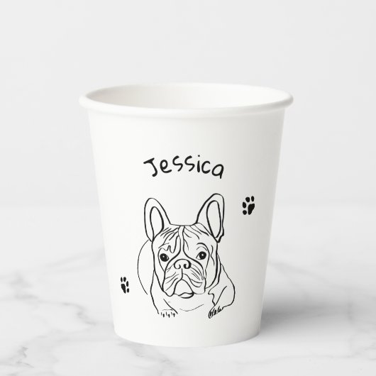 Stijlvolle Bulldog Minimalist Papieren Bekers (Voorkant)