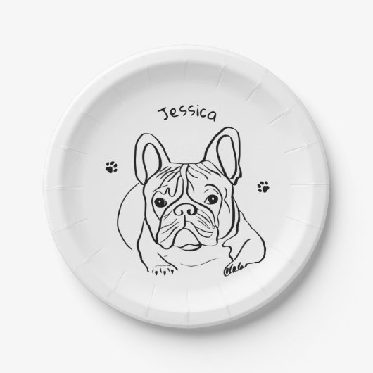 Stijlvolle Bulldog Minimalist Papieren Bordje (Voorkant)