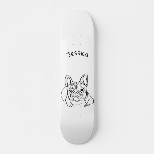Stijlvolle Bulldog Minimalist Persoonlijk Skateboard (Voorkant)