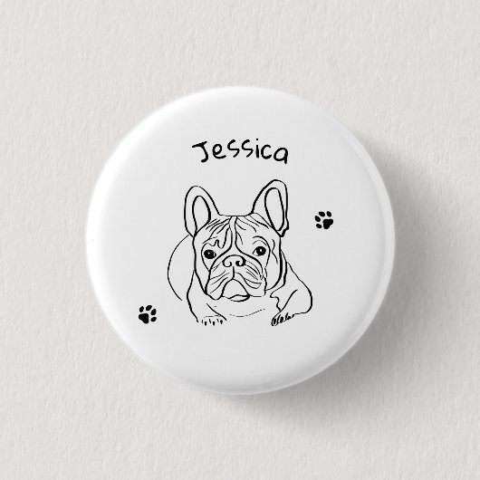 Stijlvolle Bulldog Minimalist Ronde Button 3,2 Cm (Voorkant)