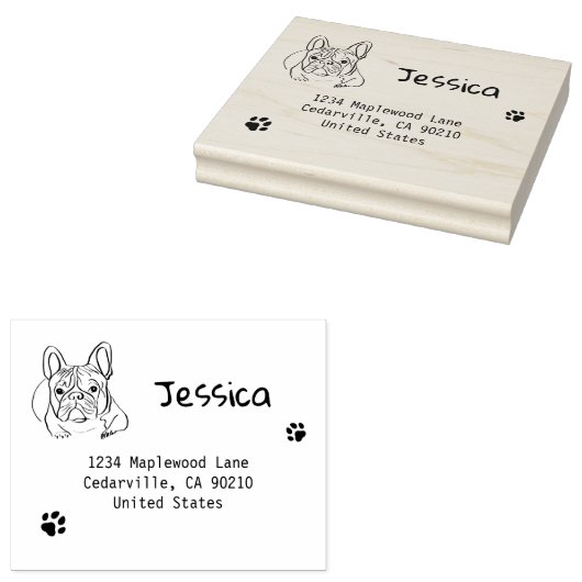 Stijlvolle Bulldog Minimalist Rubberstempel (Gestempeld)