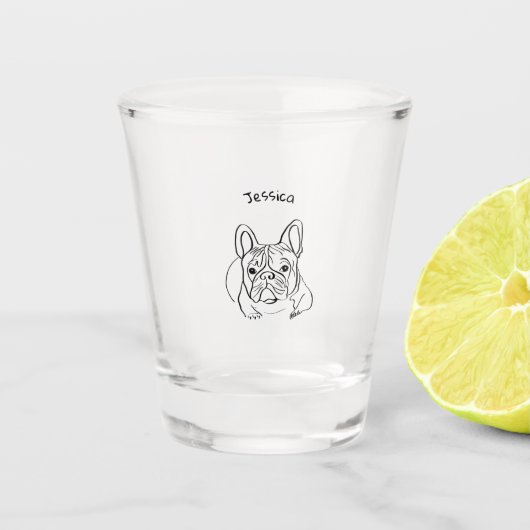Stijlvolle Bulldog Minimalist Shot Glas (Voorkant)