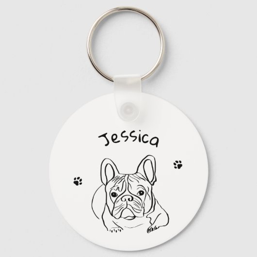 Stijlvolle Bulldog Minimalist Sleutelhanger (Voorkant)