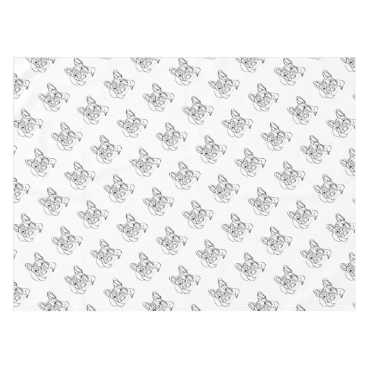 Stijlvolle Bulldog Minimalist Tafelkleed (Voorkant (Horizontaal))