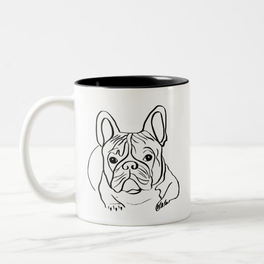 Stijlvolle Bulldog Minimalist Tweekleurige Koffiemok (Links)