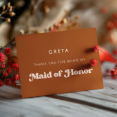 Stijlvolle Burnt Sinaasappel Maid of Honor bedankj Kaart