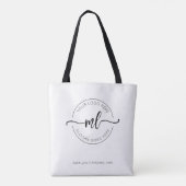 Stijlvolle Business Logo Monogram Initialen Wit Tote Bag (Achterkant)
