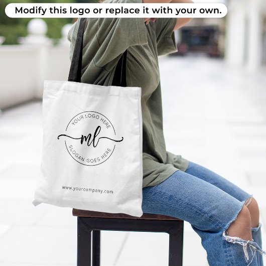 Stijlvolle Business Logo Monogram Initialen Wit Tote Bag
