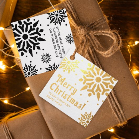Stijlvolle Business Merry Christmas Sneeuwvlokken  Bedankjes Labels