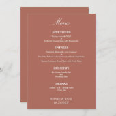 Stijlvolle cacao Sienna bruiloft Menu (Voorkant / Achterkant)