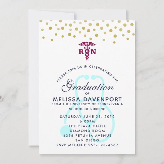 Stijlvolle Caduceus en Stethoscoop Verpleegkundige Kaart (Voorkant)