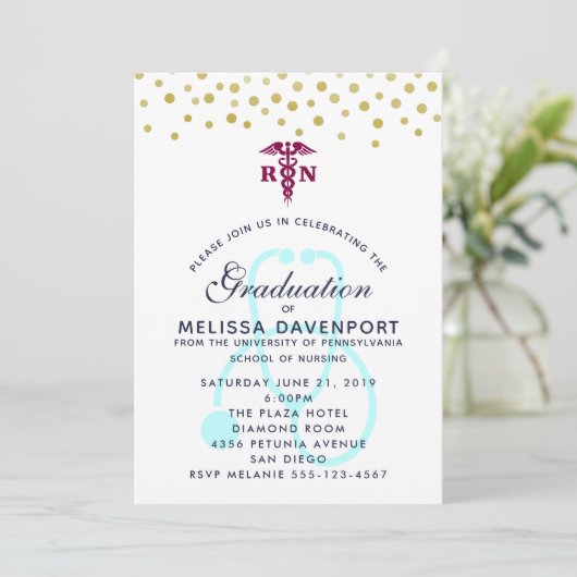 Stijlvolle Caduceus en Stethoscoop Verpleegkundige Kaart (Staand voorkant)