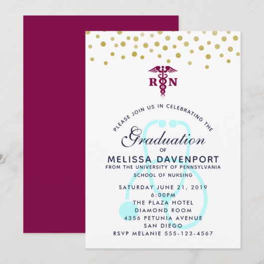 Stijlvolle Caduceus en Stethoscoop Verpleegkundige Kaart (Voorkant / Achterkant)