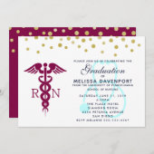 Stijlvolle Caduceus en Stethoscope Nursing Afstude Kaart (Voorkant / Achterkant)