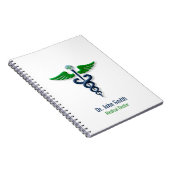 Stijlvolle Caduceus Medische Groene Vleugels Kruis Notitieboek (Rechterzijde)