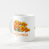 Stijlvolle California Poppy Art, 'California'-teks Koffiemok (Voorkant links)