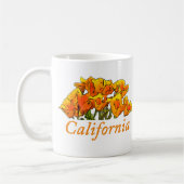 Stijlvolle California Poppy Art, 'California'-teks Koffiemok (Links)
