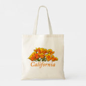 Stijlvolle California Poppy Art, 'California'-teks Tote Bag (Achterkant)