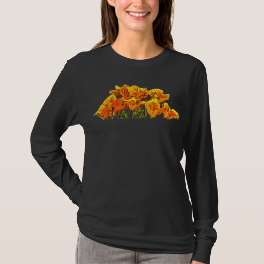Stijlvolle California Poppy Art - T-shirt (Voorkant)