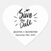 Stijlvolle Calligrafie Weddenschap Opslaan Datum Hart Sticker (Voorkant)