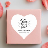 Stijlvolle Calligrafie Weddenschap Opslaan Datum Hart Sticker