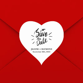 Stijlvolle Calligrafie Weddenschap Opslaan Datum Hart Sticker