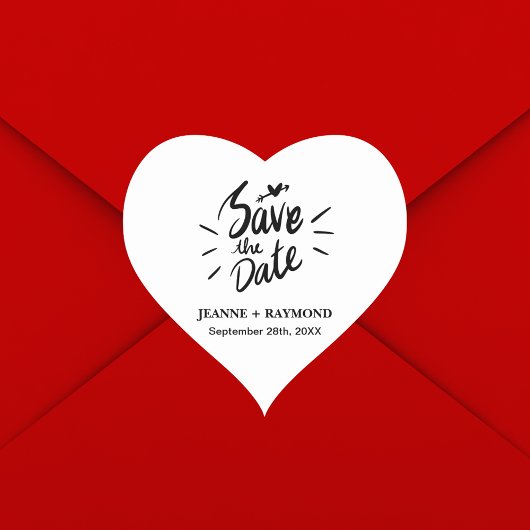 Stijlvolle Calligrafie Weddenschap Opslaan Datum Hart Sticker