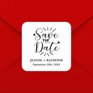 Stijlvolle Calligrafie Weddenschap Opslaan Datum Vierkante Sticker