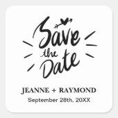 Stijlvolle Calligrafie Weddenschap Opslaan Datum Vierkante Sticker (Voorkant)