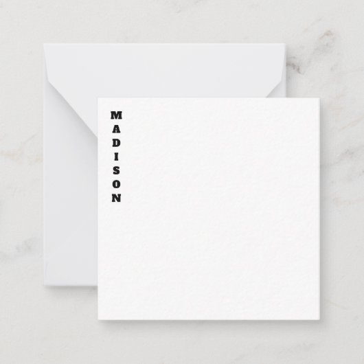 Stijlvolle Calligraphy Naam Zwart & Wit Notitiekaartje (Voorkant)