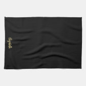 Stijlvolle Calligraphy Script Zwart & Goud Naam Theedoek (Horizontaal)