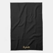 Stijlvolle Calligraphy Script Zwart & Goud Naam Theedoek (Verticaal)