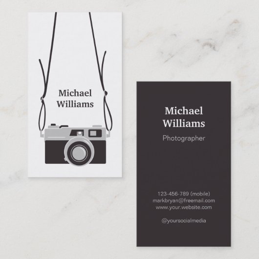 Stijlvolle camera en lichtgevend fotograaf Vertica Visitekaartje (Voorkant / Achterkant)