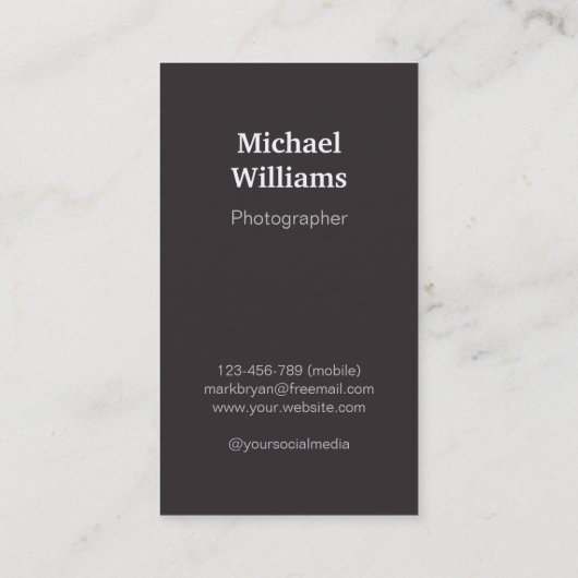 Stijlvolle camera en lichtgevend fotograaf Vertica Visitekaartje (Achterkant)