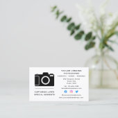 Stijlvolle camera Freelance fotograaf Sociale medi Visitekaartje (Staand voorkant)