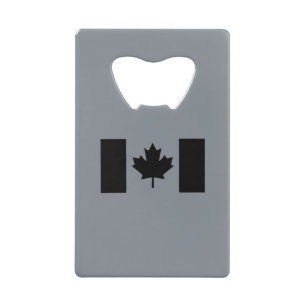 Stijlvolle Canadese vlag in zwart Creditkaart Flessenopener