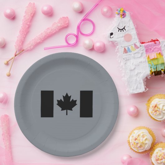 Stijlvolle Canadese vlag in zwart Papieren Bordje (Feest)