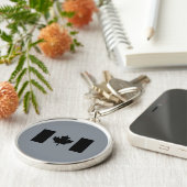 Stijlvolle Canadese vlag in zwart Sleutelhanger (Zijkant)