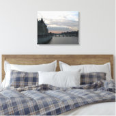 Stijlvolle Canvas Print met zonsondergang in Parij (Insitu (Slaapkamer))