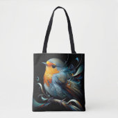 Stijlvolle Canvas tas, Medium Robin Bird print Tote Bag (Voorkant)