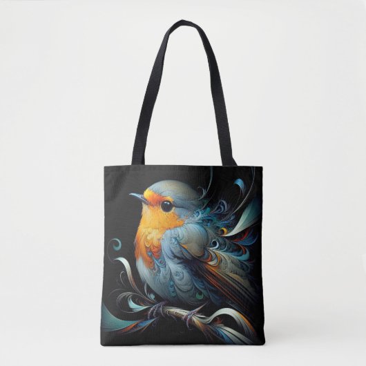 Stijlvolle Canvas tas, Medium Robin Bird print Tote Bag (Voorkant)